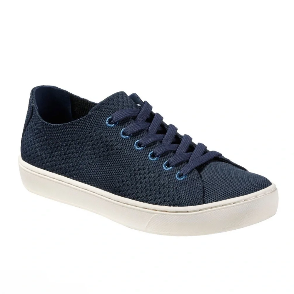 LL Bean Eco Bay Knit Sneakers Stretch Lace Up Navy Blue Womens 10 Washable